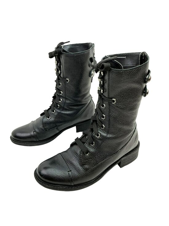 Sam Edelman Shoes - Sam Edelman Darwin Back Zip Moto Leather Lace Combat Boots Womens 7.5 Black